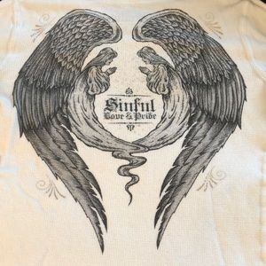 Sinful Affliction Thermal long sleeve white black angel wings
